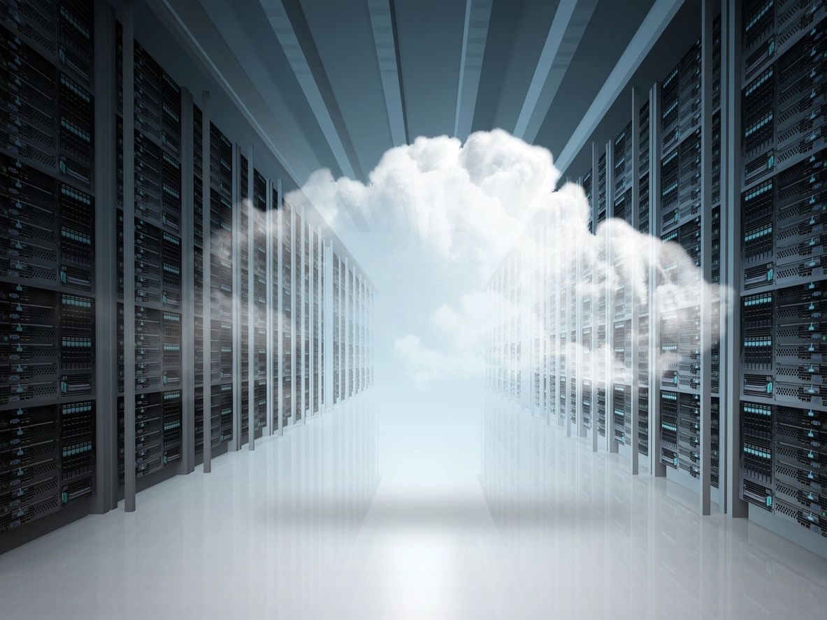 Cloud computing concept in a data center.